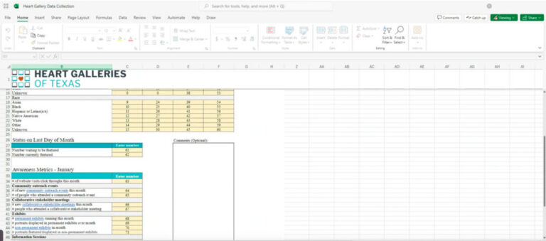 Heart Gallery spreadsheet