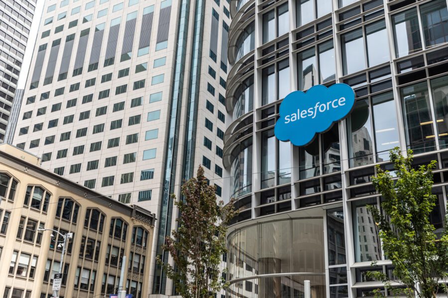 Salesforce building with sign over entrance