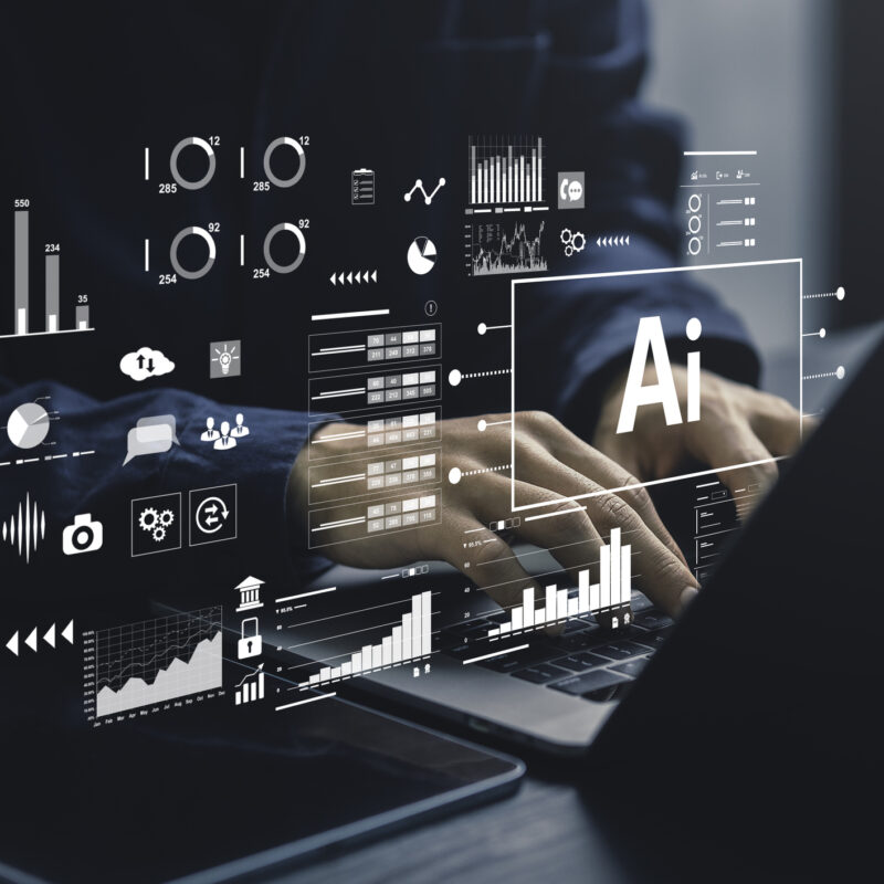 Marketing charts and graphs running with AI