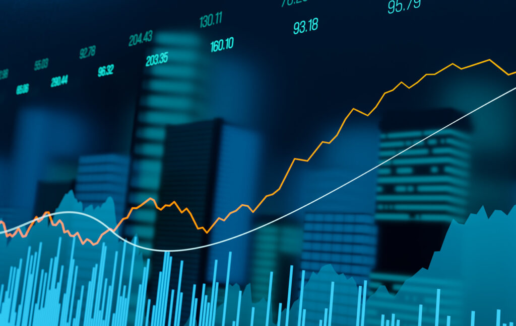 Abstract of the stock market with a city